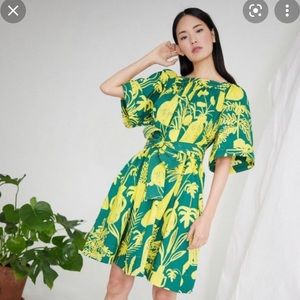 WHIT Mira Square Neck Print Dress, Medium